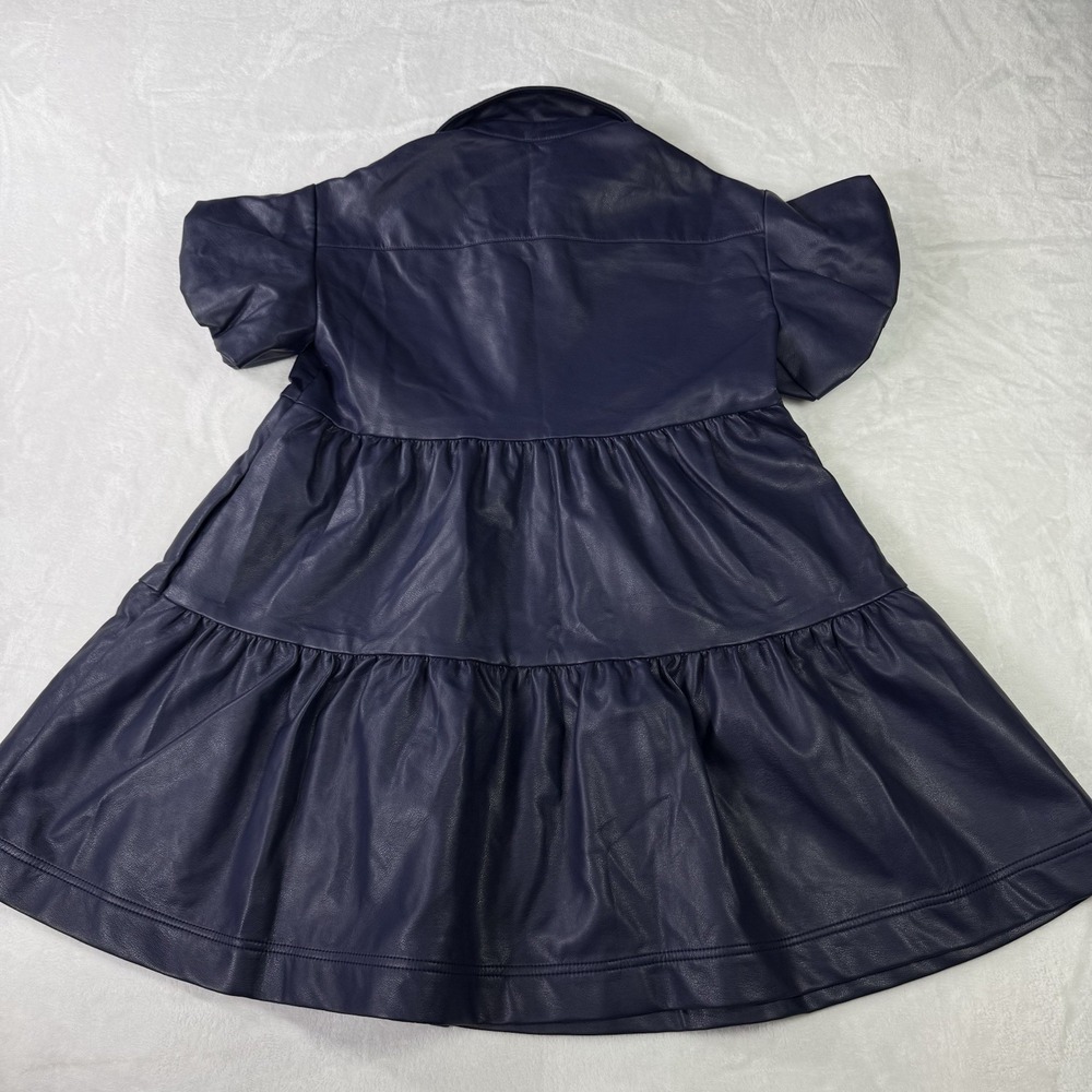 Anthropologie The Bettina Faux Leather Mini Shirt Dress by Maeve XSP Purple NWT - Picture 5 of 11